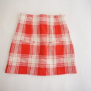 Vintage Red Plaid Checkered A Line Mini Skirt Festive Holiday Party Small